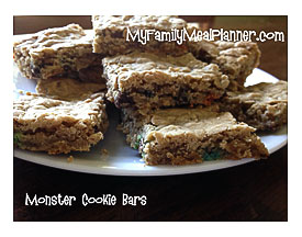 Family Embellishments Monster Cookie Bars