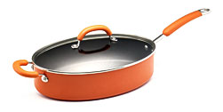 Ray Porcelain Enamel Nonstick 5 Quart Oval Saute Pan With Glass Lid