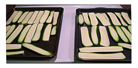Lay The Zucchini On 2 Large Rimmed Baking Sheets. Use About 2¼