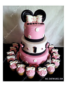 Tier Minnie Mouse Cake And Cupcakes Pas 3 Art In Cakes & More