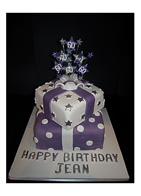 Atkinson's Celebration Cakes 60th Stacked Presents Birthday Cake