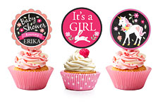 Unicorn Baby Shower Cupcake Wrappers And Toppers By Crazyfoxpaper