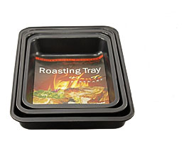 Large Non Stick Black Oven Roasting Baking Tray Pan Dish Rack Tins Set