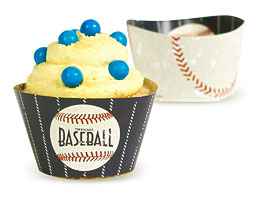 Baseball Time Reversible Cupcake Wrappers Red And White And Blue One