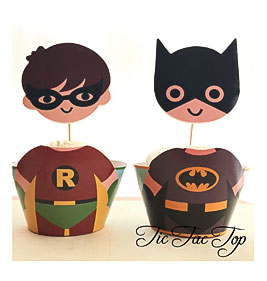 Batman Cupcake Wrappers Batman & Robin Cupcake Wrappers + Toppers