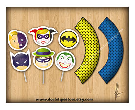 Batman Cupcake Toppers And Wrappers Printable By DonFelipeStore