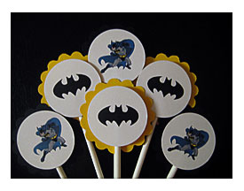Batman Cupcake Toppers Set Of 24 Candles & Cake Toppers