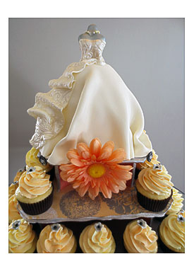 La Pâtisserie Rose Wedding Dress Bridal Shower Cupcake Tower