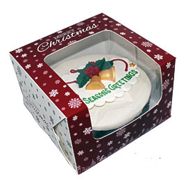 Cake Boxes > Premium Windowed Christmas SNOWFLAKE Cake Boxes 6x6x4