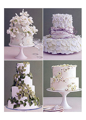 The Cakes On The Left Are Covered In Fondant And The Cakes On The