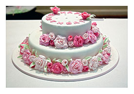 Pink rose birthday cake