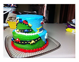This Is A Buttercream Transportation Themed Baby Shower Cake. The Cake
