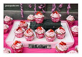Cupcake Couture Blog Party Strawberry Camo Cupcakes By JavaCupcake