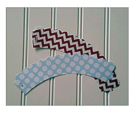 12 Red Chevron Blue Polka Dot Cupcake Wrappers Red White