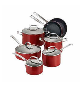 Circulon Circulon Genesis Aluminum Nonstick 12 Piece Cookware Set, Red
