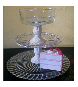 Pedestal Cupcake Stand. Cream Clear Wedding Cake Stands & Plates
