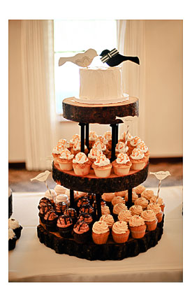 Wood Cupcake Tower. Rustic Wedding Cupcake Plate Stand. 5 Tier Round