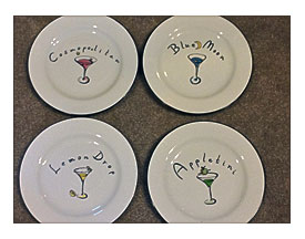 Pottery Barn Set Of 4 Martini Design Snack Appetizer Cocktail Plates 7