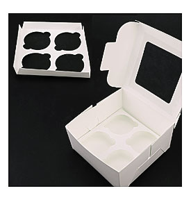 Cups Cupcake Cake Case Holder Box With Window Inserts White EBay