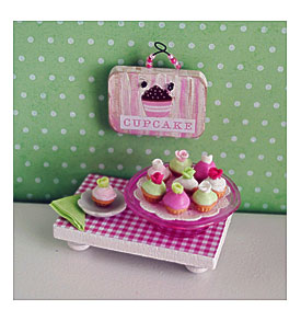 Miniature Cupcakes On Pink Glass Stand With By LittleThingsByAnna