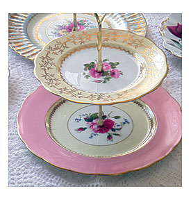 2 line stand of vintage fine china from England