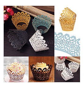 50Pcs Filigree Lace Cupcake Cake Wrapper Wrap Case Wedding Party Decor