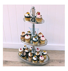 Oval Cake Stand Vintage Metal Cupcake Hotel Buffet Wedding 3 Tier
