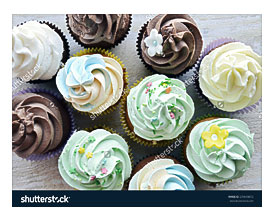 Cupcakes Cream Decorated Heartsvalentines Dayinternational Womens