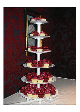 Red and Fuchsia Compounding Cupcake Tower