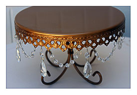 Antique Gold Crystal Beaded 18" High Cake Stand