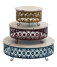 Benzara Simply Unique Wood Metal Cake Stand Set Of 3