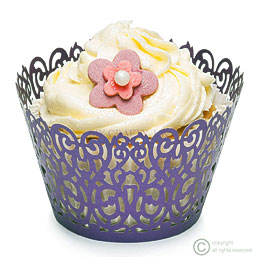 Details About Purple Cupcake Wrappers Abstract Filigree Bun Cases