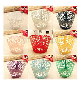 Details About 12pcs Filigree Vine Crown Cupcake Wrappers Wraps Wedding