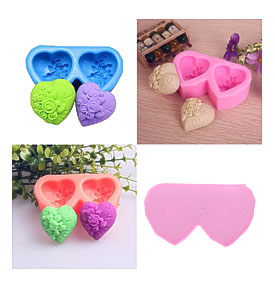 Double Loving Heart Flower Fondant Cake Decorating Mold Chocolate