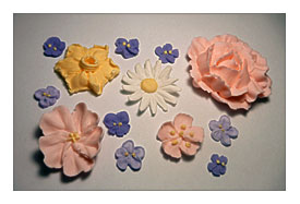 Assorted Flowers Piped With Royal Icing