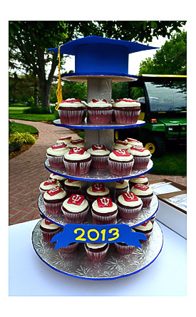 Complete Graduation Party Cupcake Tower Featuring IU Cupcakes June
