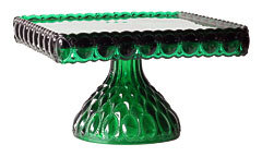 Bella Shop Mosser Elizabeth Glass Square Cake Stand Hunter Green
