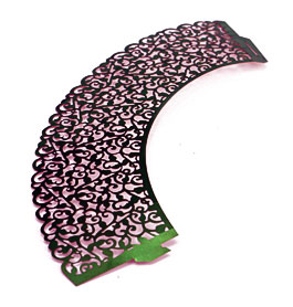 Pearly Filigree Vine Cupcake Wrappers Wraps Cases Set Of 12 Green
