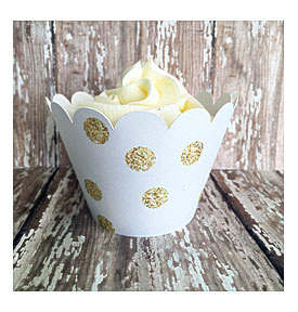 Dot Cupcake Wrappers Gold And White Cupcake Wrappers Wedding Cupcake