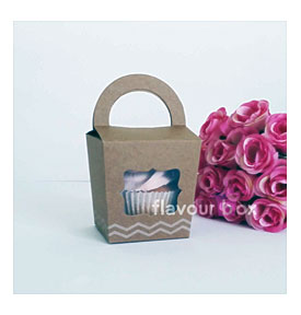 20x Kraft Single Cupcake Boxes With Handle Vintage By Flavourbox