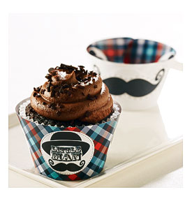 Little Man Mustache Reversible Cupcake Wrappers 