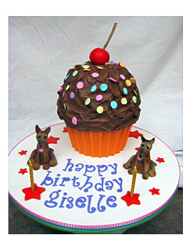 Giant Cupcake With Chocolate Liner And Fondant DOGS Byrdie Girl