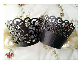 Black Lace Cupcake Wrappers Pearlised Lace Holders By MimiCrafts4U