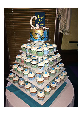 16 With Flying Butterflies Elegant Gold Square Metal Cupcake Tower