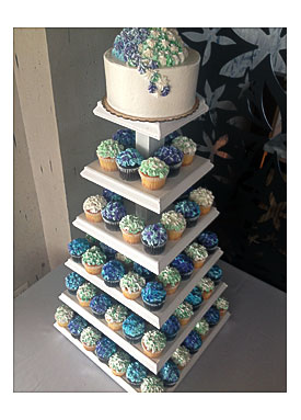 Hydrangea Themed Cupcake Tower Colorful Themed Cupcake Tower Black And