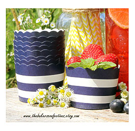 Navy Blue Rugby Stripe SMALL Baking Cups By Thebakersconfections