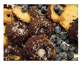 Lemon Peppered Carob Dipped Shortbreads & Blueberries