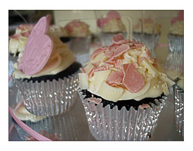 Pink & White Cupcake Tower Very Simple Pink Embossed Heart