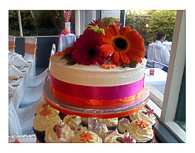 Spring Wedding Cupcake Tower Bright Pink And Orange Colour