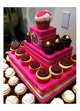 Pink & Orange Cupcake tower for Disney fusion